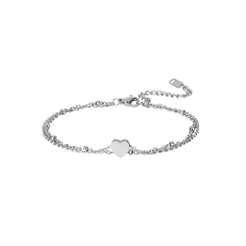 ECGIFT BR016 Personalized Engraved Letter Initial Heart Charm Adjustable Bracelet Birthday Anniversary Gift For Girl And Women