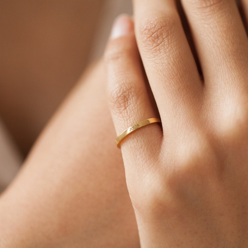 ECGIFT RI001 Hypoallergenic Stainless Steel Engraved Ring - Custom Name & Date Jewelry for Anniversaries, Quick Shipping & Free Gift Box