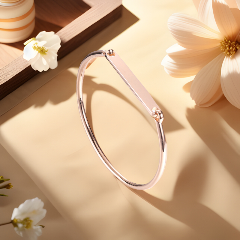 ECGIFT BR015 Personalized Classic Bangle With Engraved Name Custom 2 sides Message Anniversary Mother's Day Gift For Mom Grandma