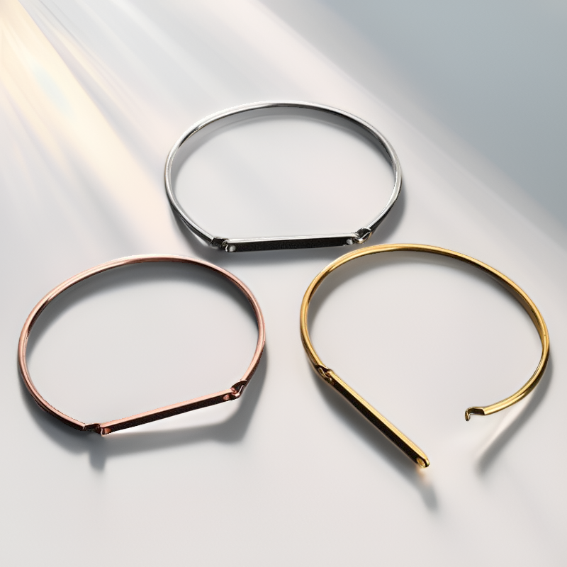 ECGIFT BR015 Personalized Classic Bangle With Engraved Name Custom 2 sides Message Anniversary Mother's Day Gift For Mom Grandma