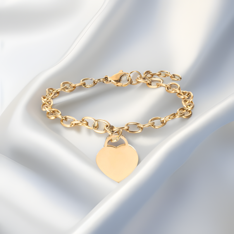 ECGIFT BR022 Personalized Heart Charm Brace；et Custom Family Names Bangle Birthday’s Gift For Friends