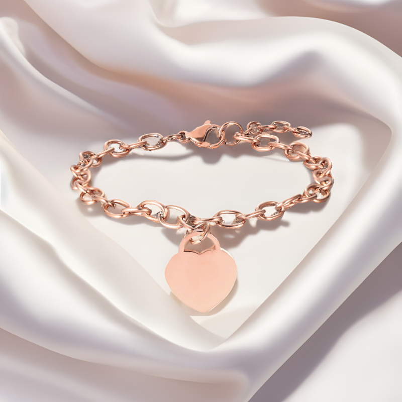 ECGIFT BR022 Personalized Heart Charm Brace；et Custom Family Names Bangle Birthday’s Gift For Friends