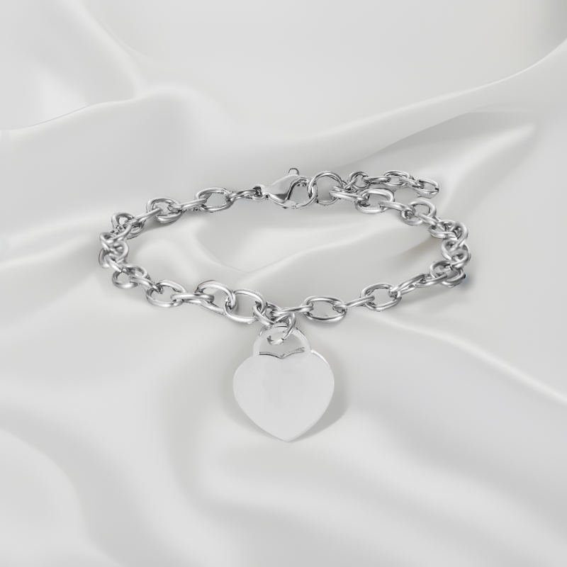 ECGIFT BR022 Personalized Heart Charm Brace；et Custom Family Names Bangle Birthday’s Gift For Friends