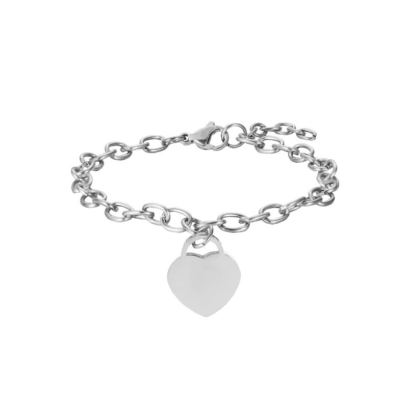 ECGIFT BR022 Personalized Heart Charm Brace；et Custom Family Names Bangle Birthday’s Gift For Friends
