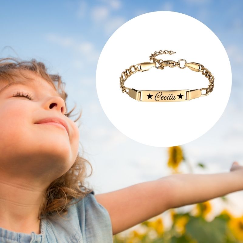 ECGIFT BR029 Personalized Medical Alert Bracelet With Engraved Kid Name Children's Autism Awareness Bracelet Back to School Gift For Kid