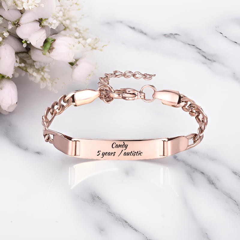 ECGIFT BR029 Personalized Medical Alert Bracelet With Engraved Kid Name Children's Autism Awareness Bracelet Back to School Gift For Kid