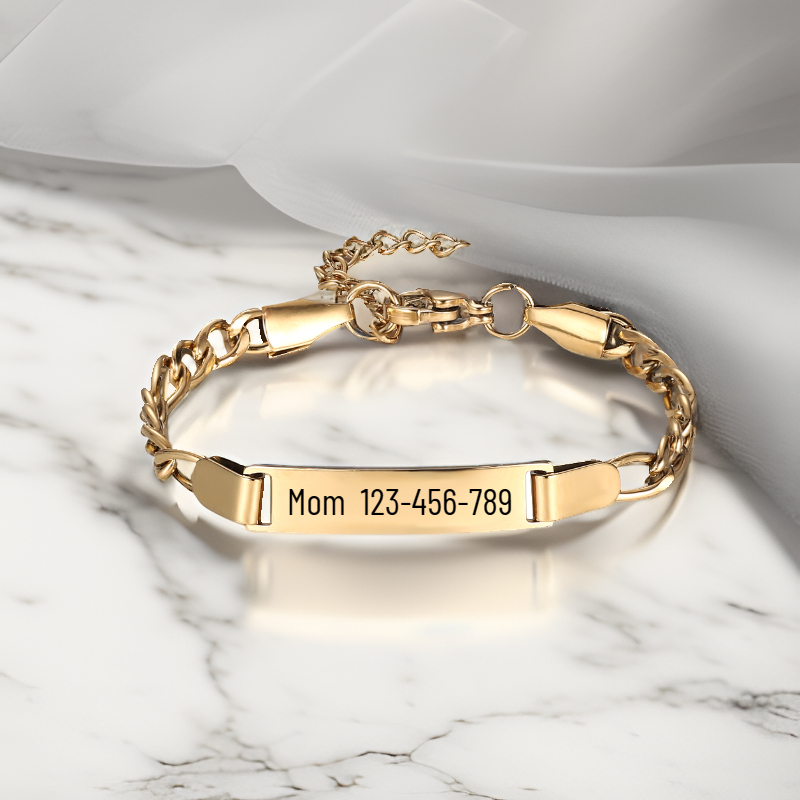 ECGIFT BR029 Personalized Medical Alert Bracelet With Engraved Kid Name Children's Autism Awareness Bracelet Back to School Gift For Kid