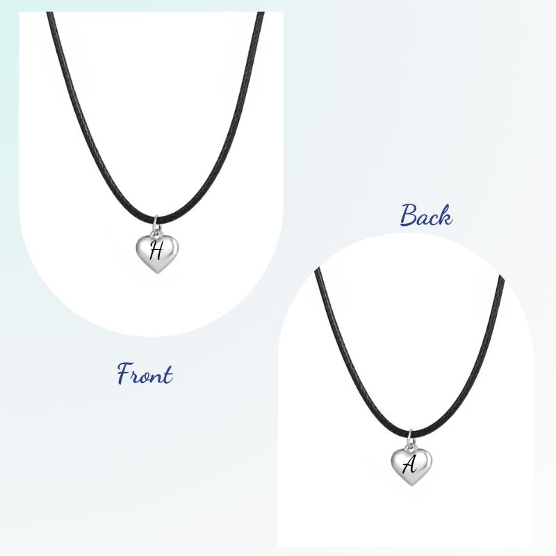 ECGIFT NE013 Personalized 3D Solid Minimalist Heart Necklace With Engraved Letter Hollow Love Heart Necklace Valentine's Day Birthday's Gift For Lover Couple