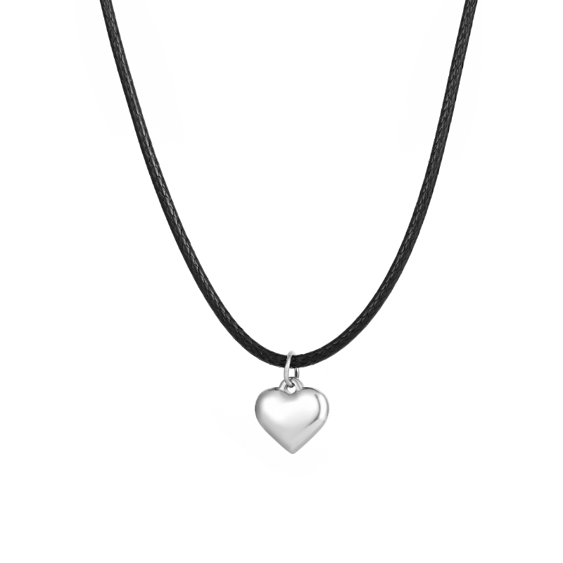 ECGIFT NE013 Personalized 3D Solid Minimalist Heart Necklace With Engraved Letter Hollow Love Heart Necklace Valentine's Day Birthday's Gift For Lover Couple