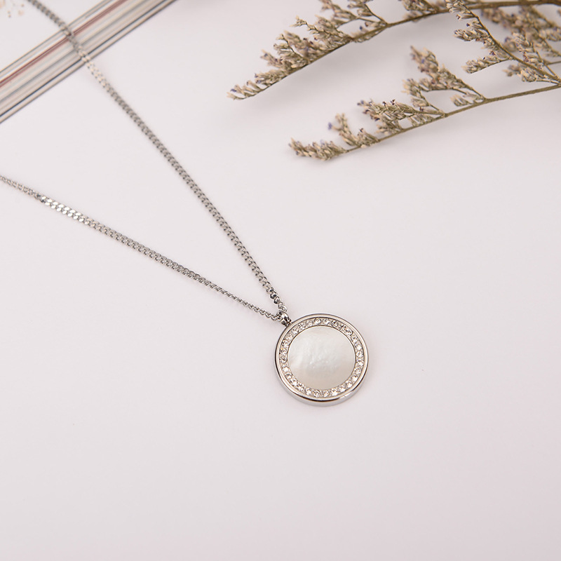ECGIFT NE037 Personalized Simple ECGIFT NE037 Round Necklace Adorned With Zircon Birthday Mother's Day Gift For Her