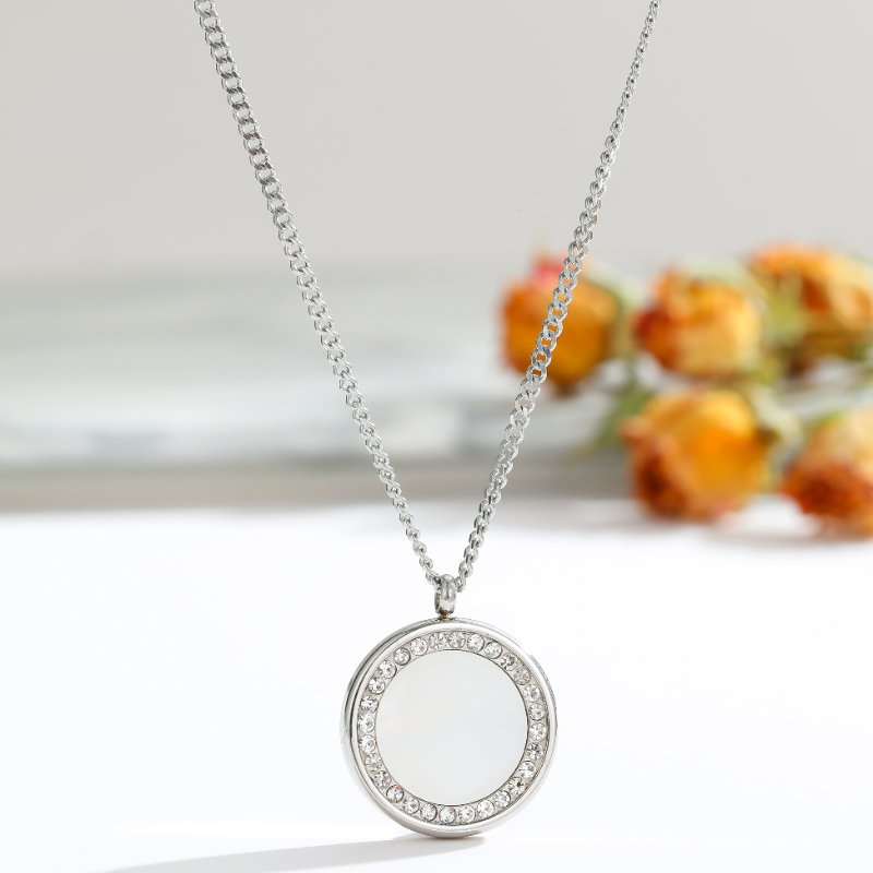 ECGIFT NE037 Personalized Simple ECGIFT NE037 Round Necklace Adorned With Zircon Birthday Mother's Day Gift For Her