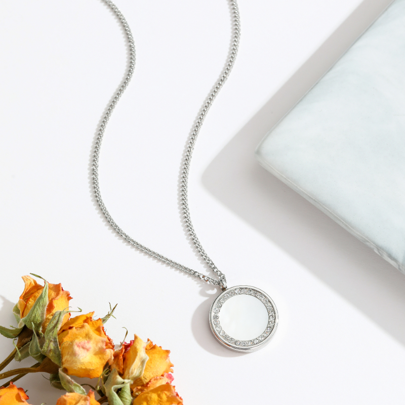 ECGIFT NE037 Personalized Simple ECGIFT NE037 Round Necklace Adorned With Zircon Birthday Mother's Day Gift For Her