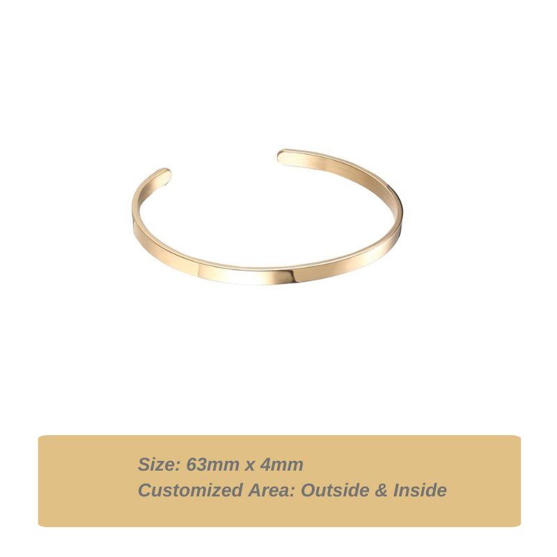 ECGIFT BR013 Personalized Minimalist Name Bangle Stylish Cuff Bangle Bracelet Jewelry Birthday Anniversary Wedding Gift For Women Lover