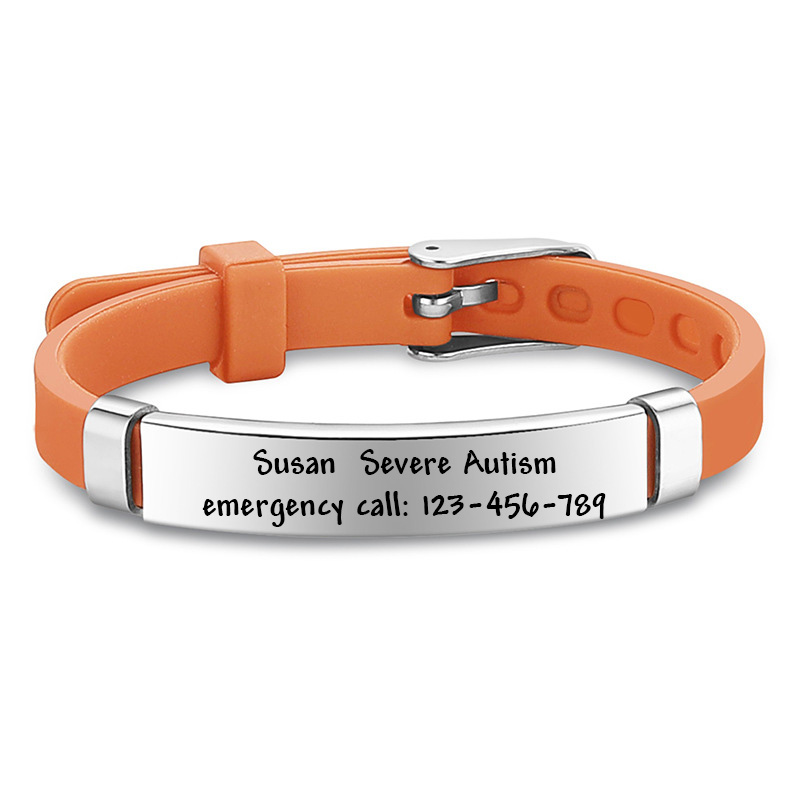 ECGIFT BR033 Personalized Medical Alert Bracelet With Engraved Kid Name Children's Autism Awareness Bracelet Back to School Gift For Kid Multi Color Wristband