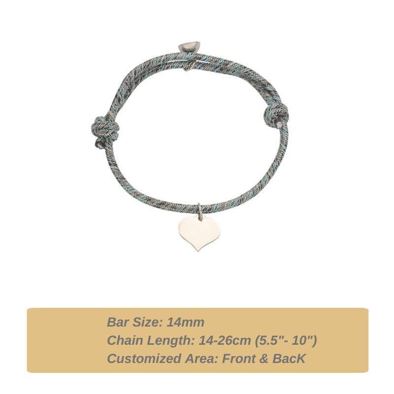 ECGIFT BR004 Personalized Infinite Heart Rope Knot Adjustable Bracelet Set of 2 With Magnetic Heart Charm Birthday Anniversary Gift For Couple Friends