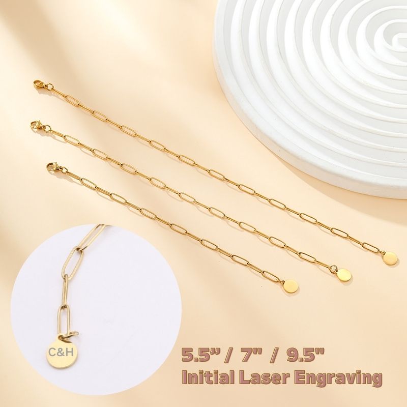 ECGIFT BR036 Personalized Engraved Disc Bracelet With 3 Size Customized Family Name Bracelet Mother's Day Birthday Gift For Grandma Mom And Baby