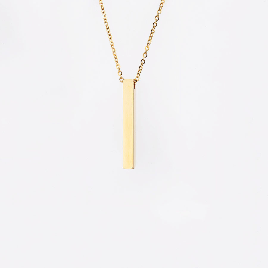 ECGIFT NE003 Personalized Engraved 4 Sides Bar Unisex Necklace For Birthday Anniversary Valentine's Day Gift
