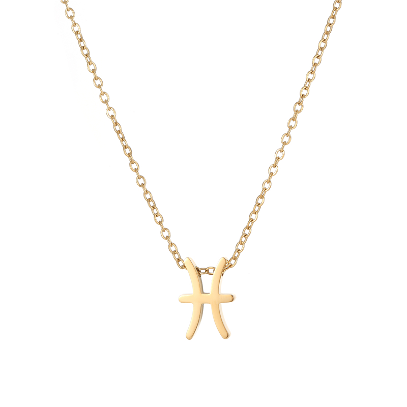 ECGIFT NE025 Gold Constellation Zodiac Necklace With Adjustable Chain Birthday Gift For Friend And Partner