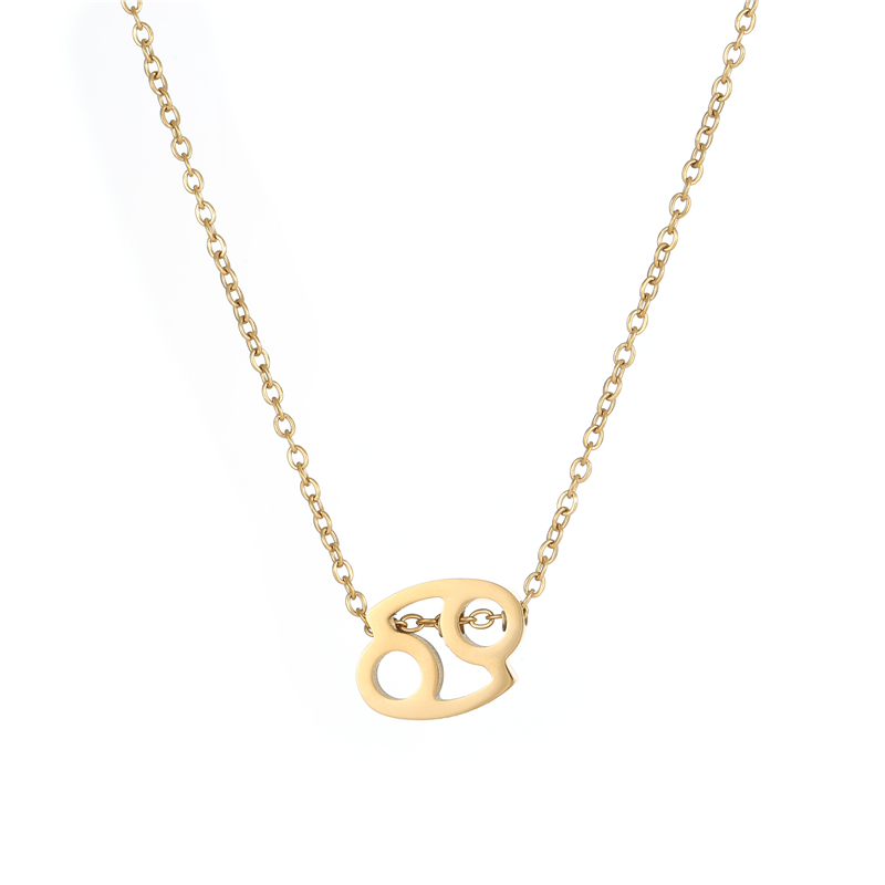 ECGIFT NE025 Gold Constellation Zodiac Necklace With Adjustable Chain Birthday Gift For Friend And Partner