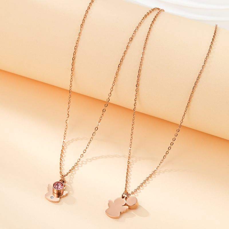 ECGIFT NE024 Personalized Engraved Name Necklace With Sweet Little Angel Baby Shower Birthday Gift For New Mother Best Friends