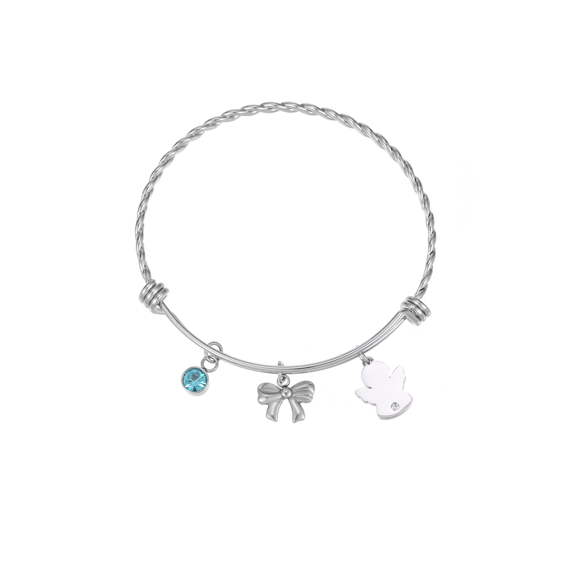 ECGIFT BR019 Personalized Engraved Name Bracelet With Sweet Little Angel Adjustable Bangle Baby Shower Birthday Gift For New Mother Best Friends