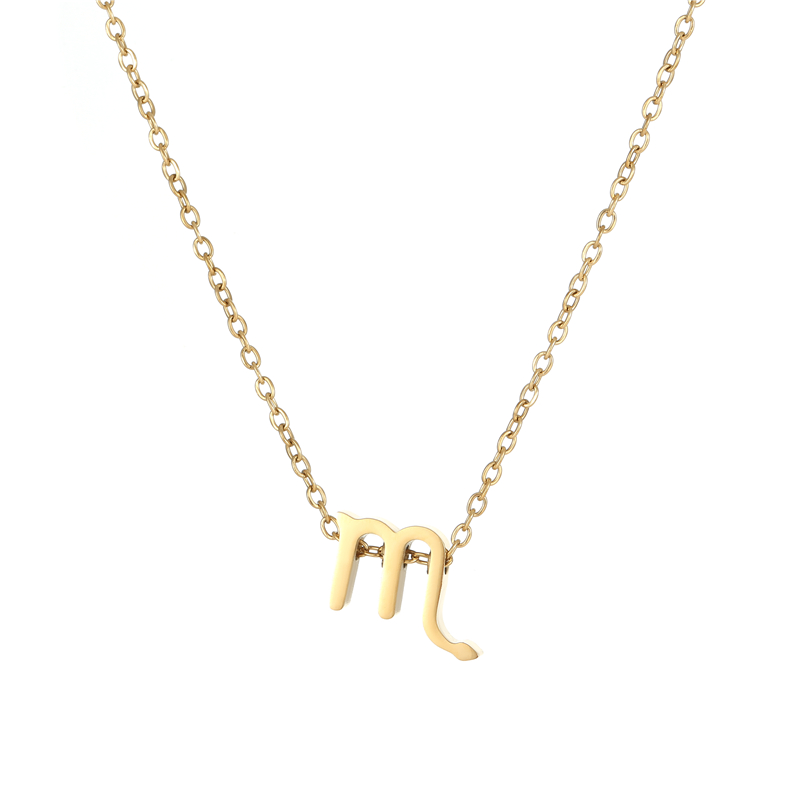 ECGIFT NE025 Gold Constellation Zodiac Necklace With Adjustable Chain Birthday Gift For Friend And Partner