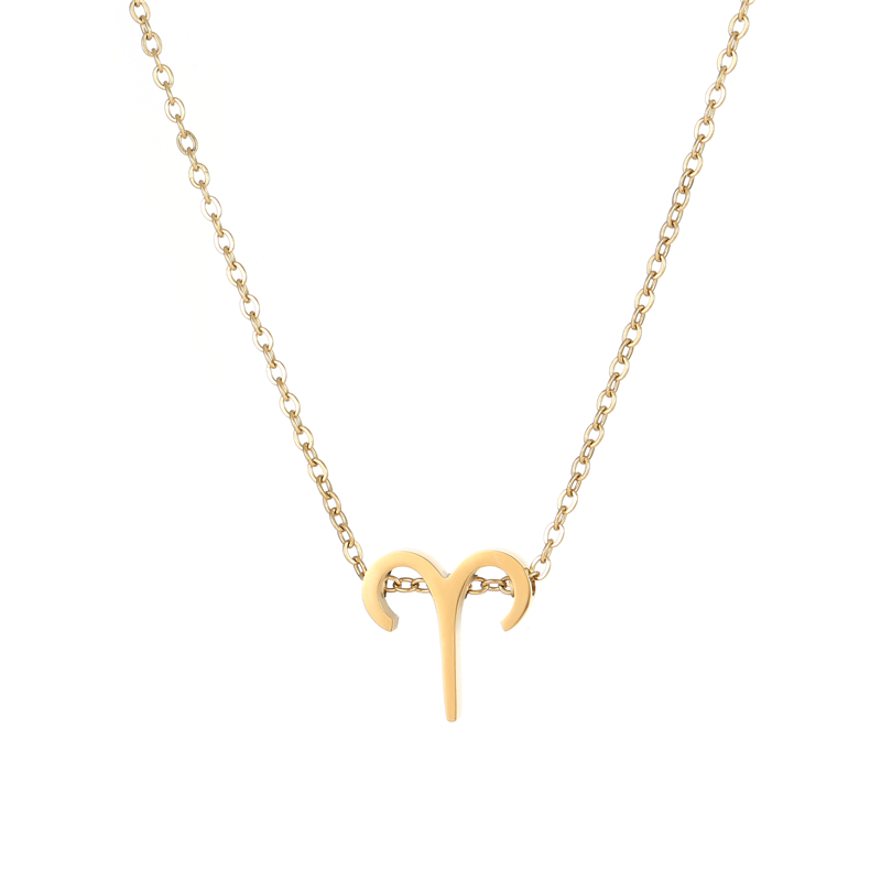 ECGIFT NE025 Gold Constellation Zodiac Necklace With Adjustable Chain Birthday Gift For Friend And Partner