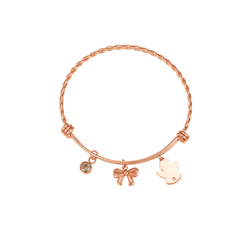 ECGIFT BR019 Personalized Engraved Name Bracelet With Sweet Little Angel Adjustable Bangle Baby Shower Birthday Gift For New Mother Best Friends