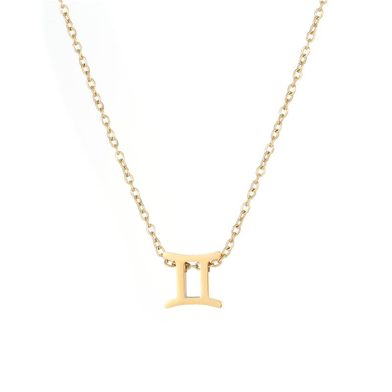 ECGIFT NE025 Gold Constellation Zodiac Necklace With Adjustable Chain Birthday Gift For Friend And Partner