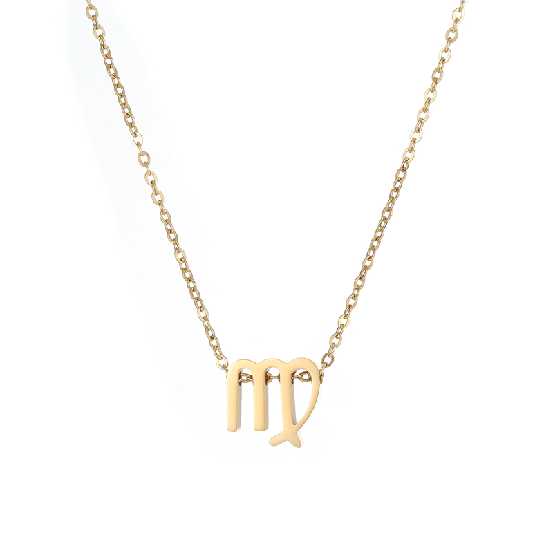 ECGIFT NE025 Gold Constellation Zodiac Necklace With Adjustable Chain Birthday Gift For Friend And Partner