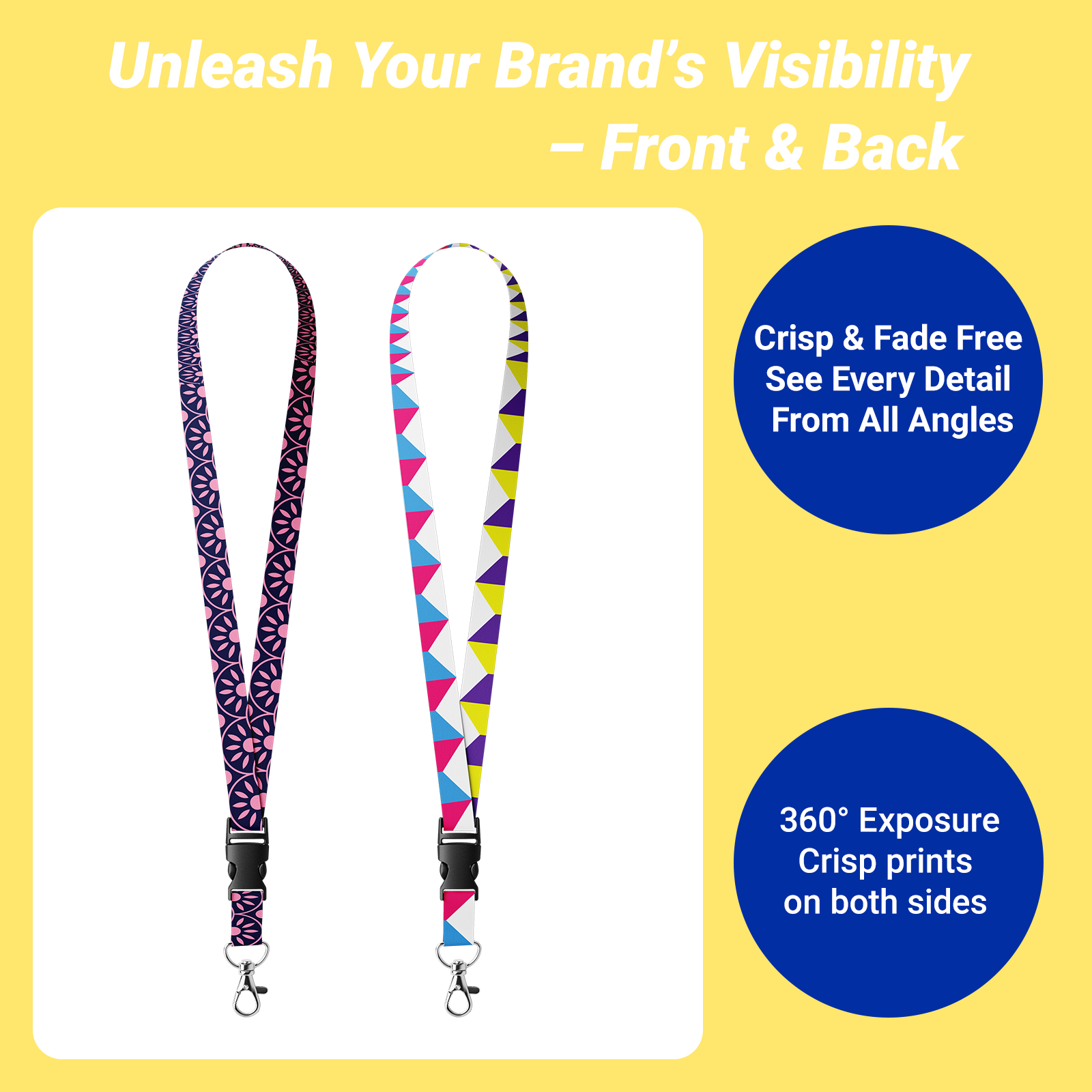 ECGIFT LA001 Custom 2-Sided Lanyards | 20pcs MOQ | Free Design + 4H Preview | 4 Free Attachments | Event & Branding Essential