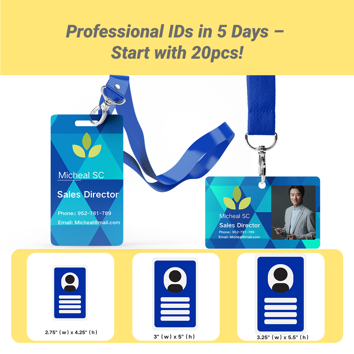 ECGIFT PVC001 2-Sided Custom PVC ID Cards | 20pcs MOQ | Free Design + 4H Proof | Corporate & Event Branding Essential