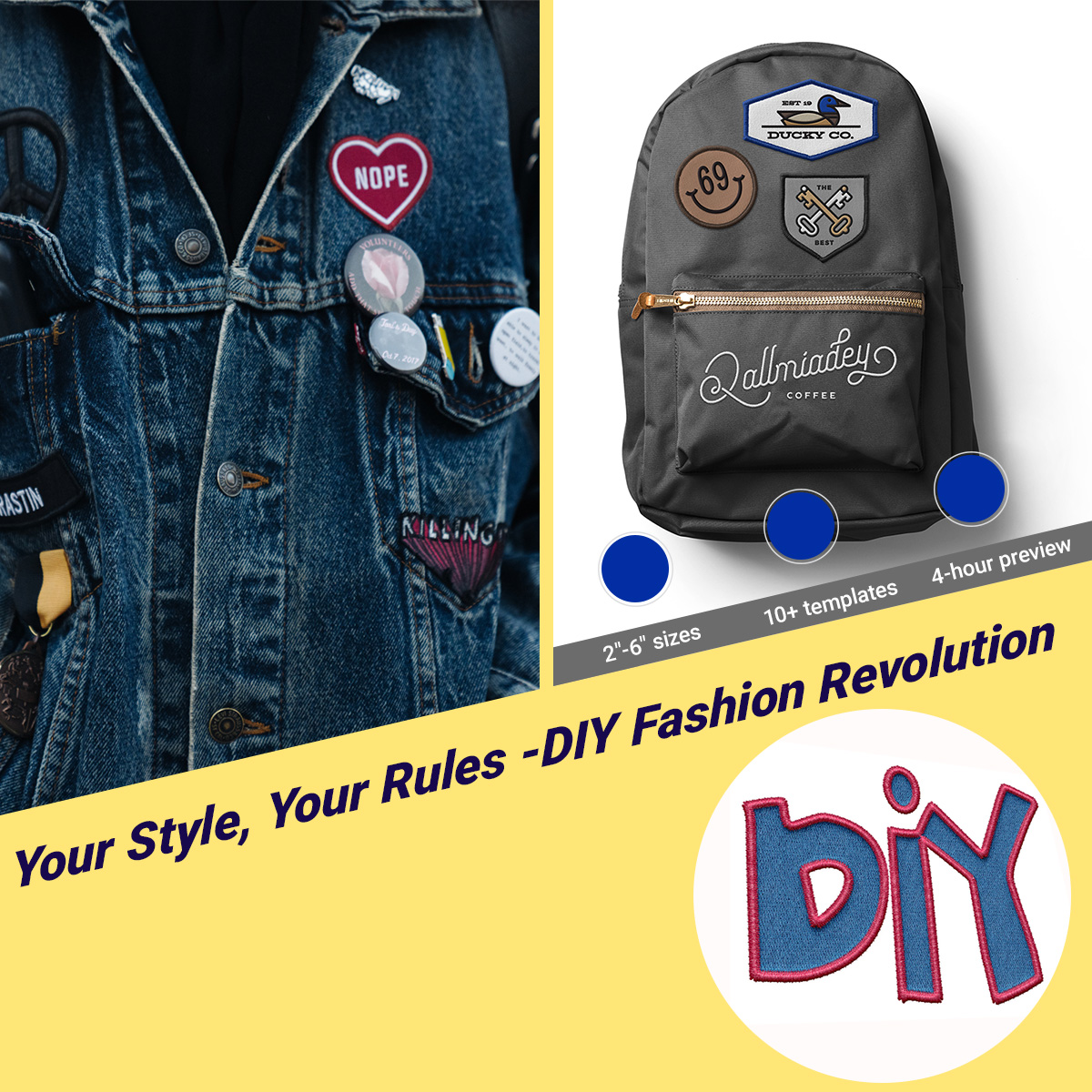 ECGIFT PA001 Custom Embroidered Patches - Personalized Iron-On/Sew-On Logo Patches for Uniforms, Jackets, Bags | Bulk Order Discounts & Free Design Help