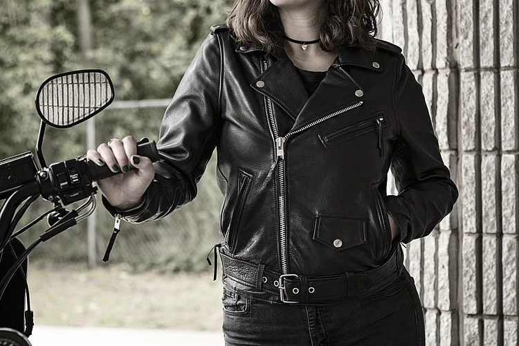 First Manufacturing Rockstar - Women's Motorcycle Leather Jacket, Black