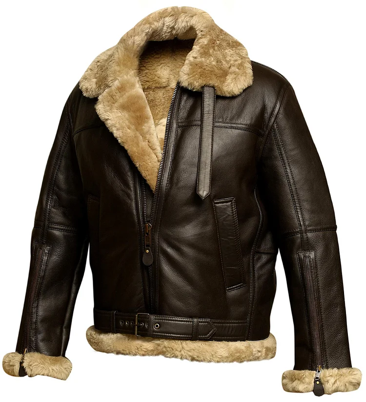 Aviator Bomber Jacket B3 Shearling Sheepskin Leather