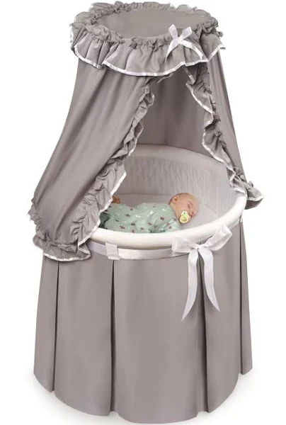 Badger Basket Empress Round Baby Bassinet with Canopy Gray/White - Best ...