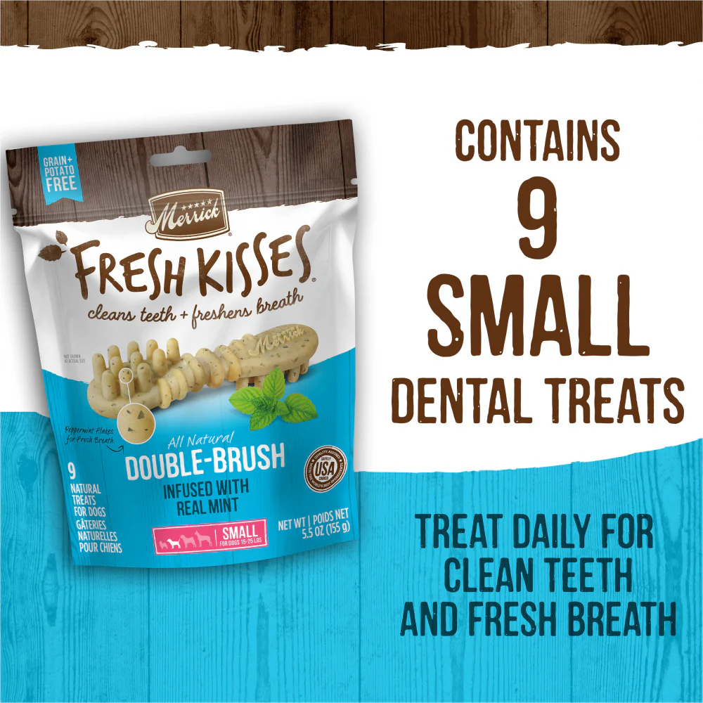 Merrick Fresh Kisses Dog Dental Treats With Mint Breath Strips Dog ...