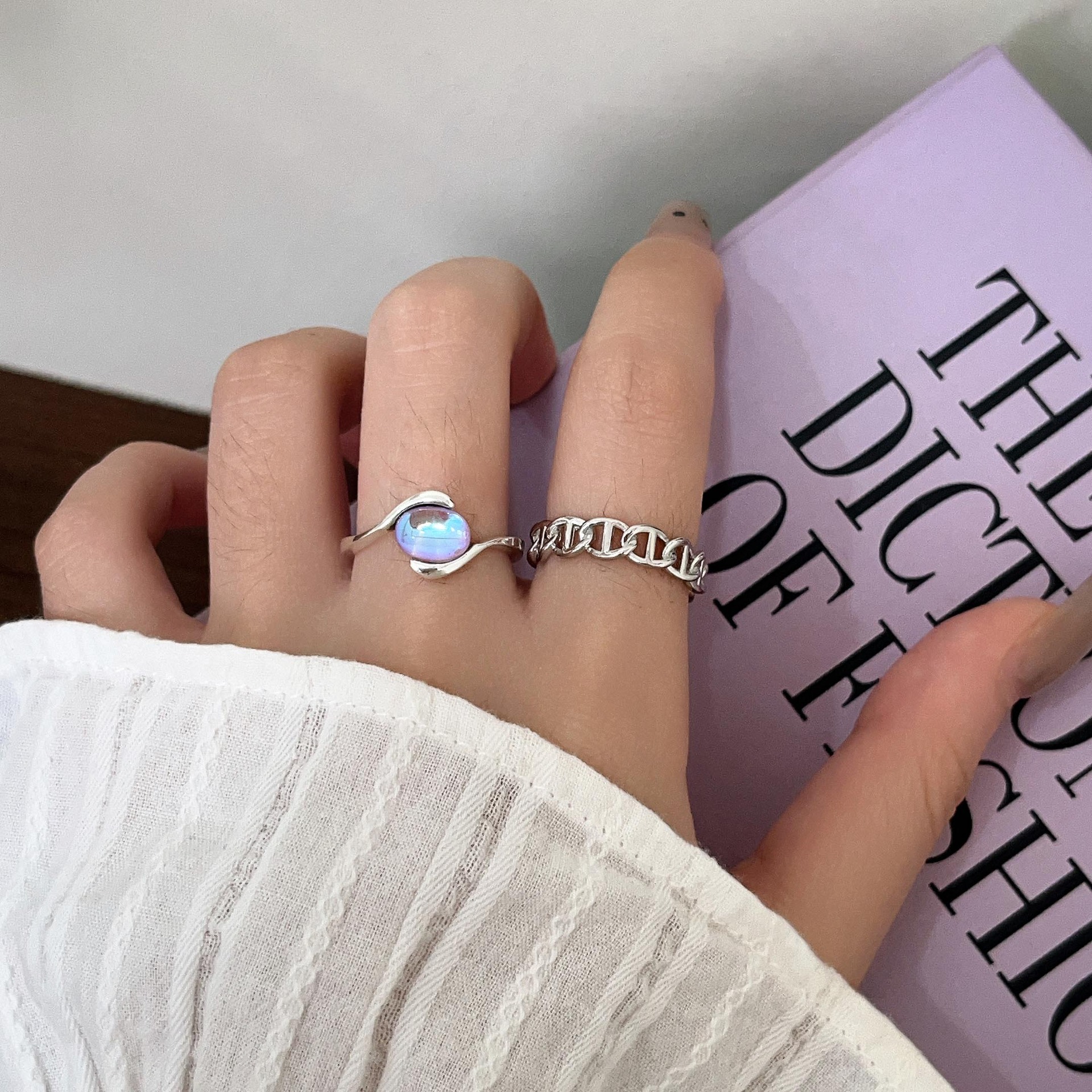 rainbow moonstone ring