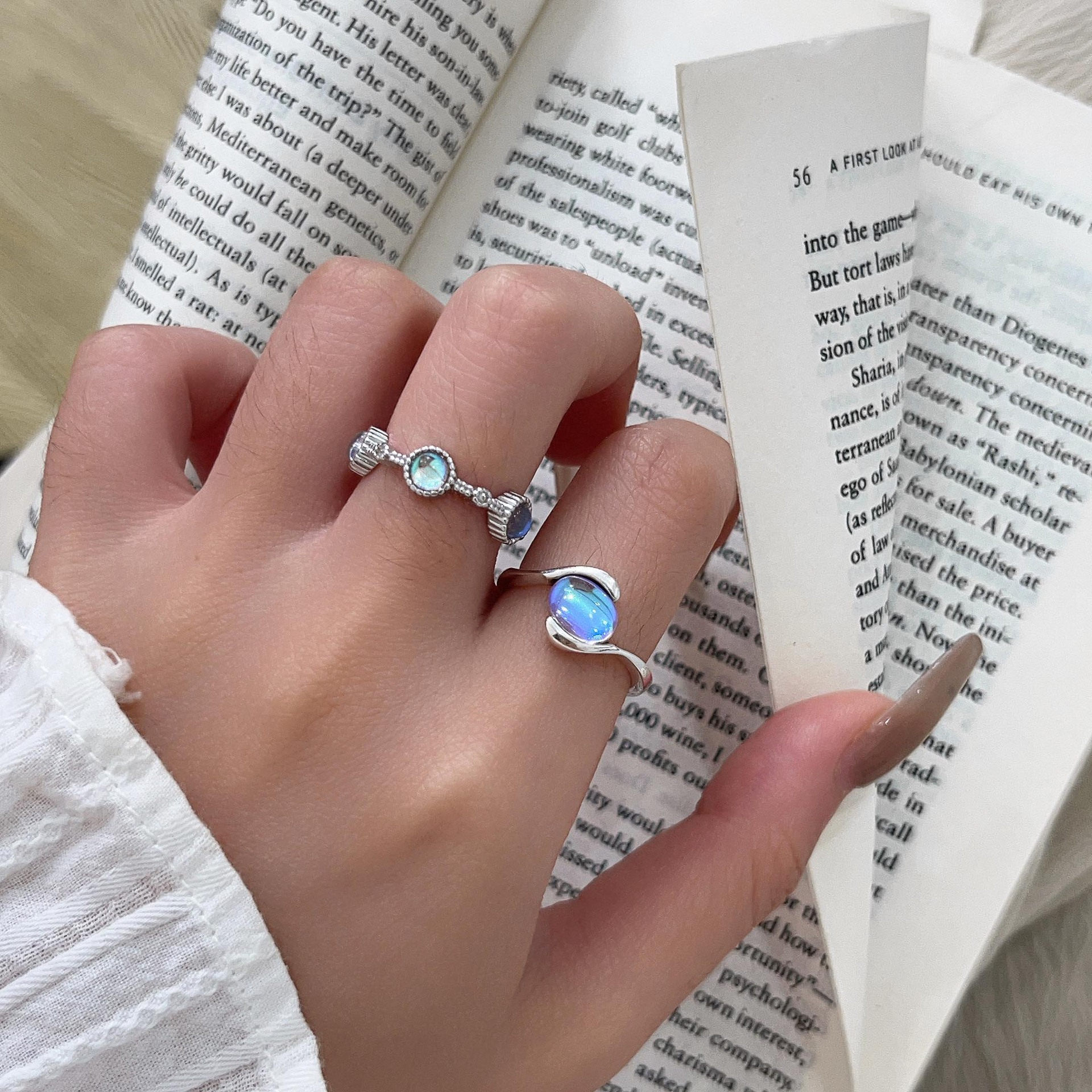 rainbow moonstone ring