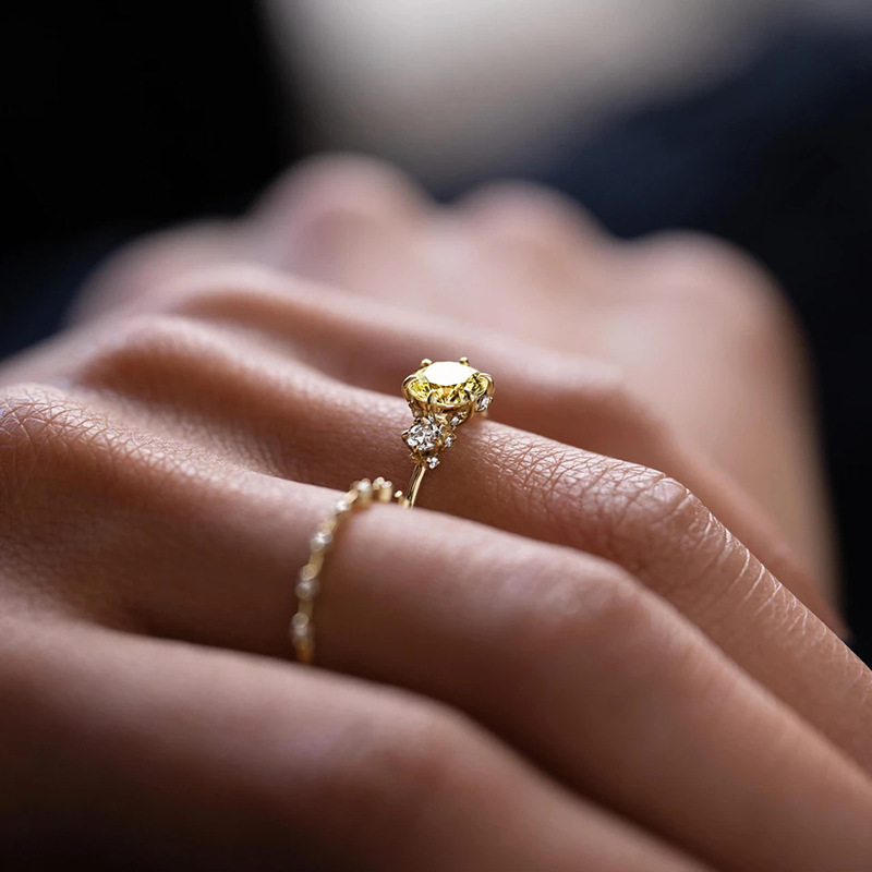 Citrine And Diamond Ring