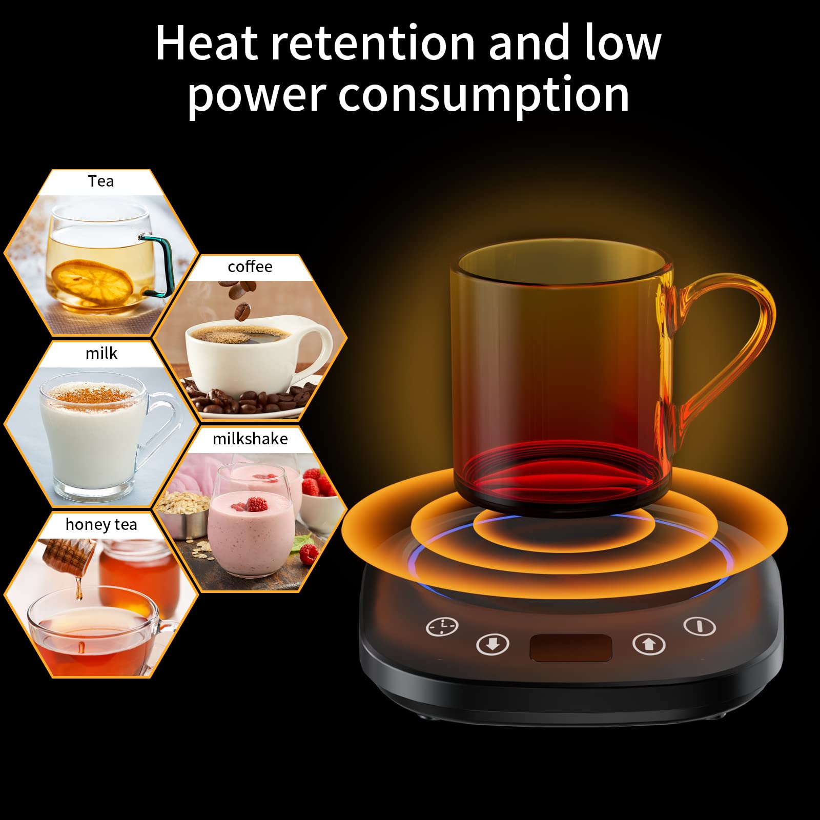 NiceLucky Coffee Mug HEATER Temperature Control On/Off Glass Top