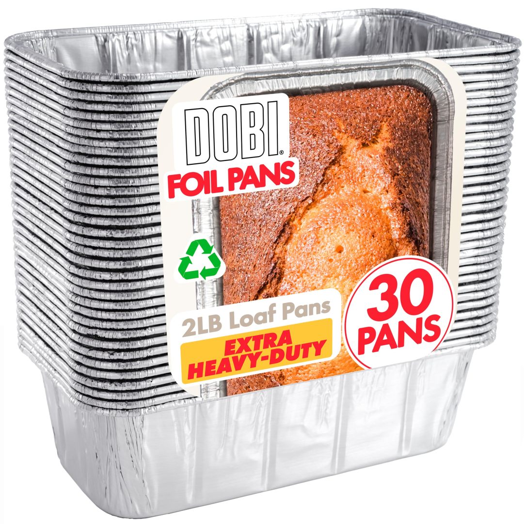Dobi 8 x 8 Baking Pans - Disposable Aluminum Foil Baking Pans, Standard Size (Pack of 30)