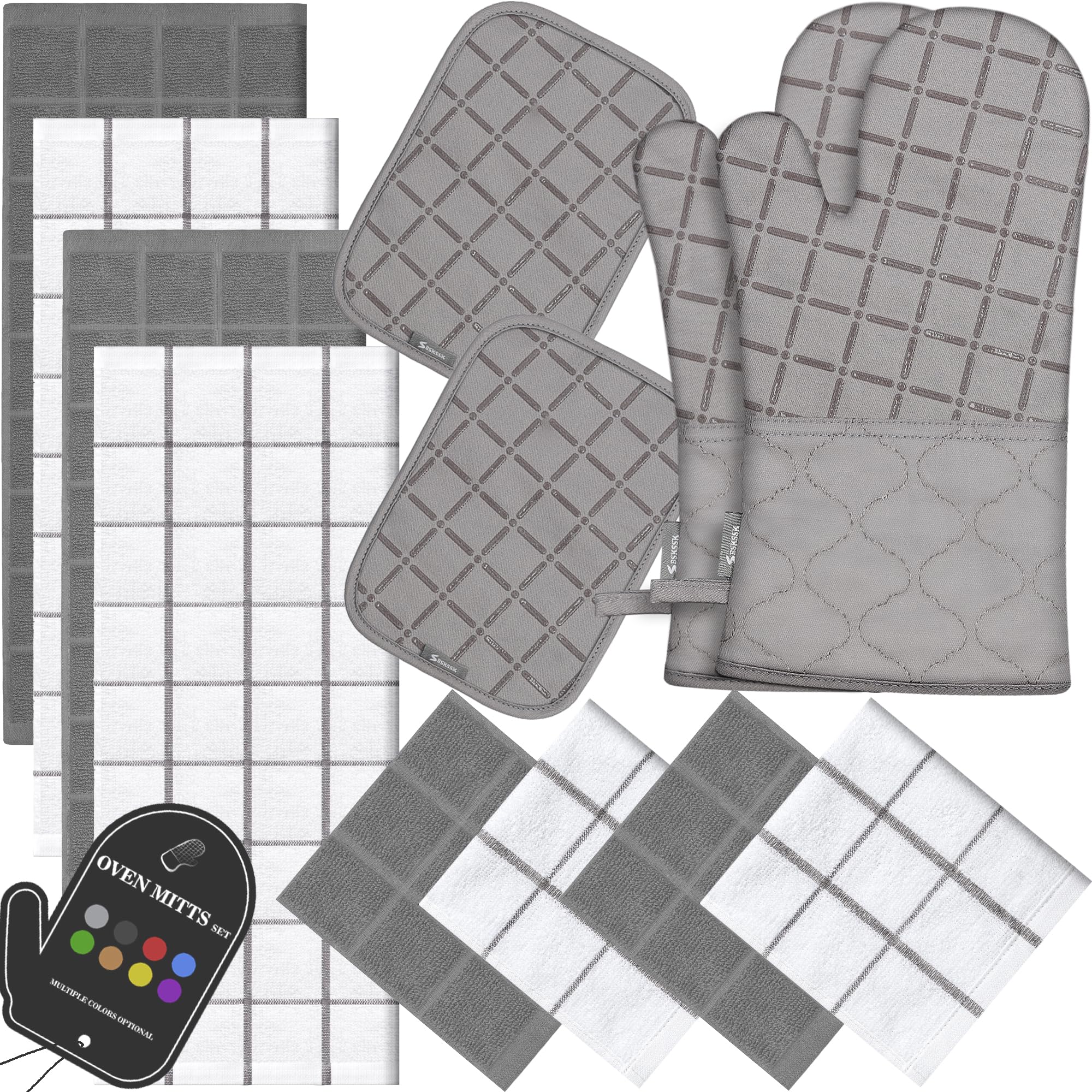 New Oven Mitts Pot Holders Sets 4pcs, 500°f High Heat Resistant