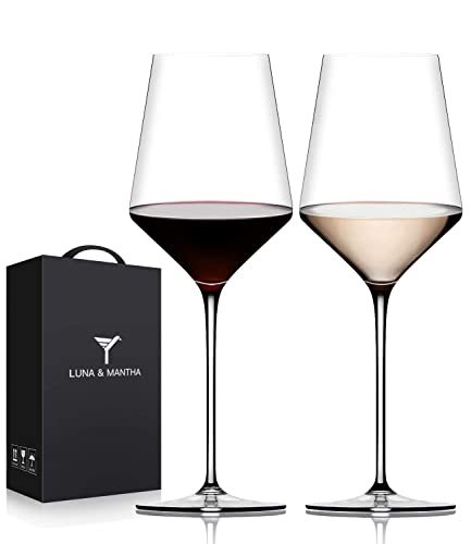 Luna & Mantha Premium Crystal Hand Blown ,Long Stem Wine Glasses