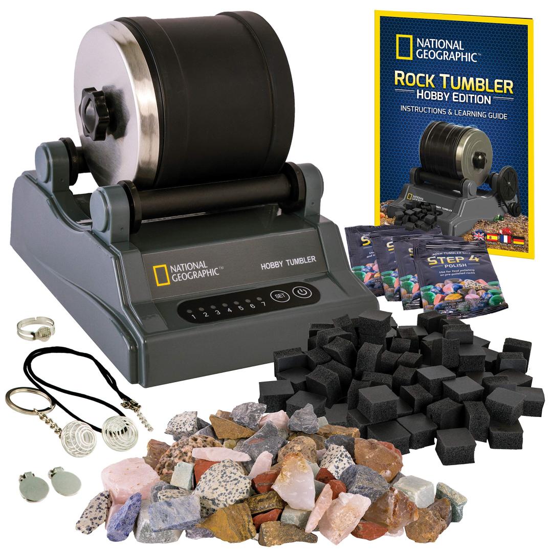 Rock Tumbler Kit Adults - Rock Polisher Tumbler with Noise Reduction Cover,  Spee