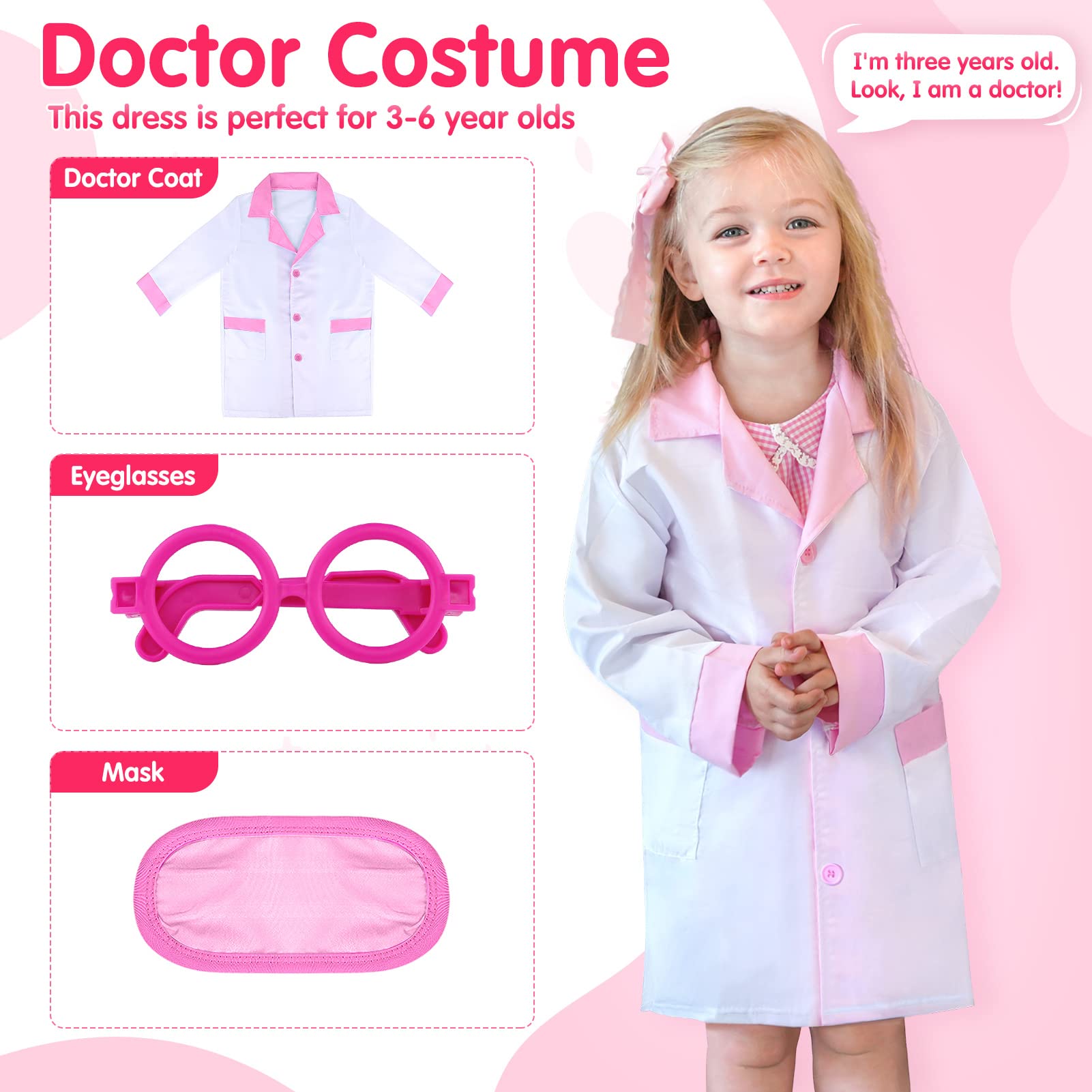 GIFTINBOX Kids Doctor Kit for Girls, Purple Doctors kit for Kids