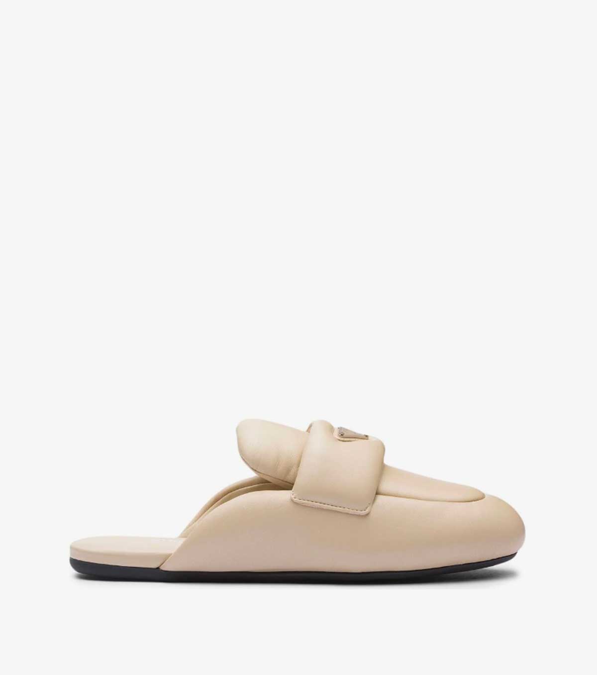 quilted logo-plaque mules