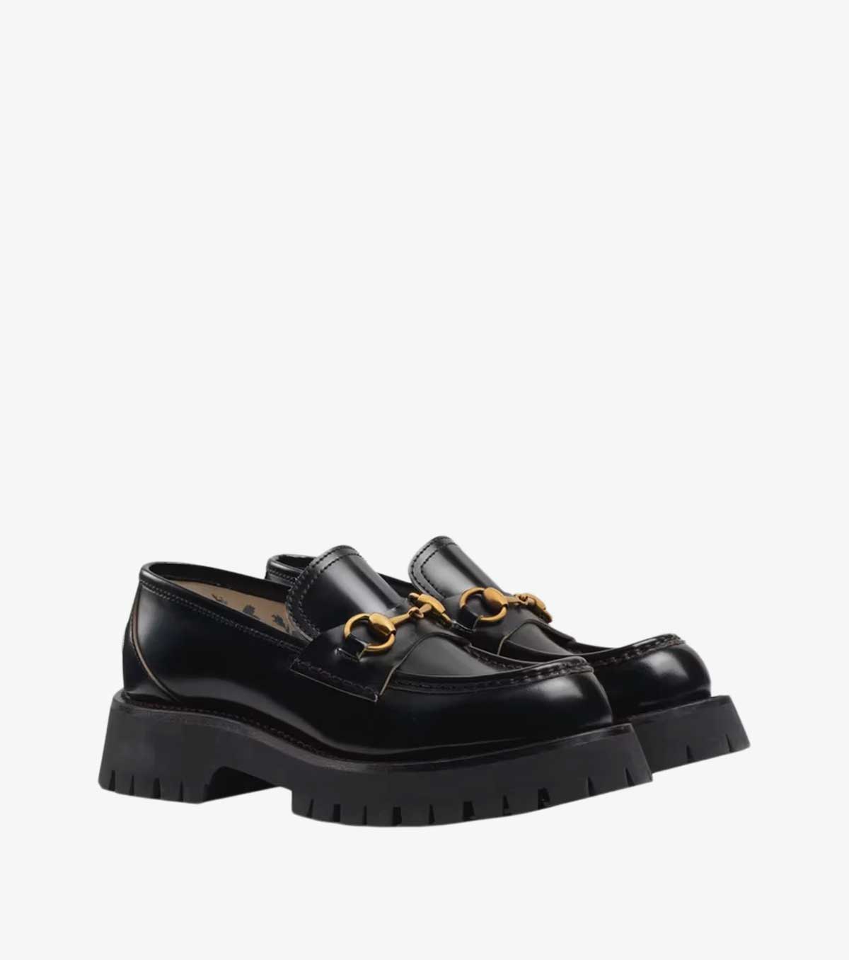 Leather lug sole loafers