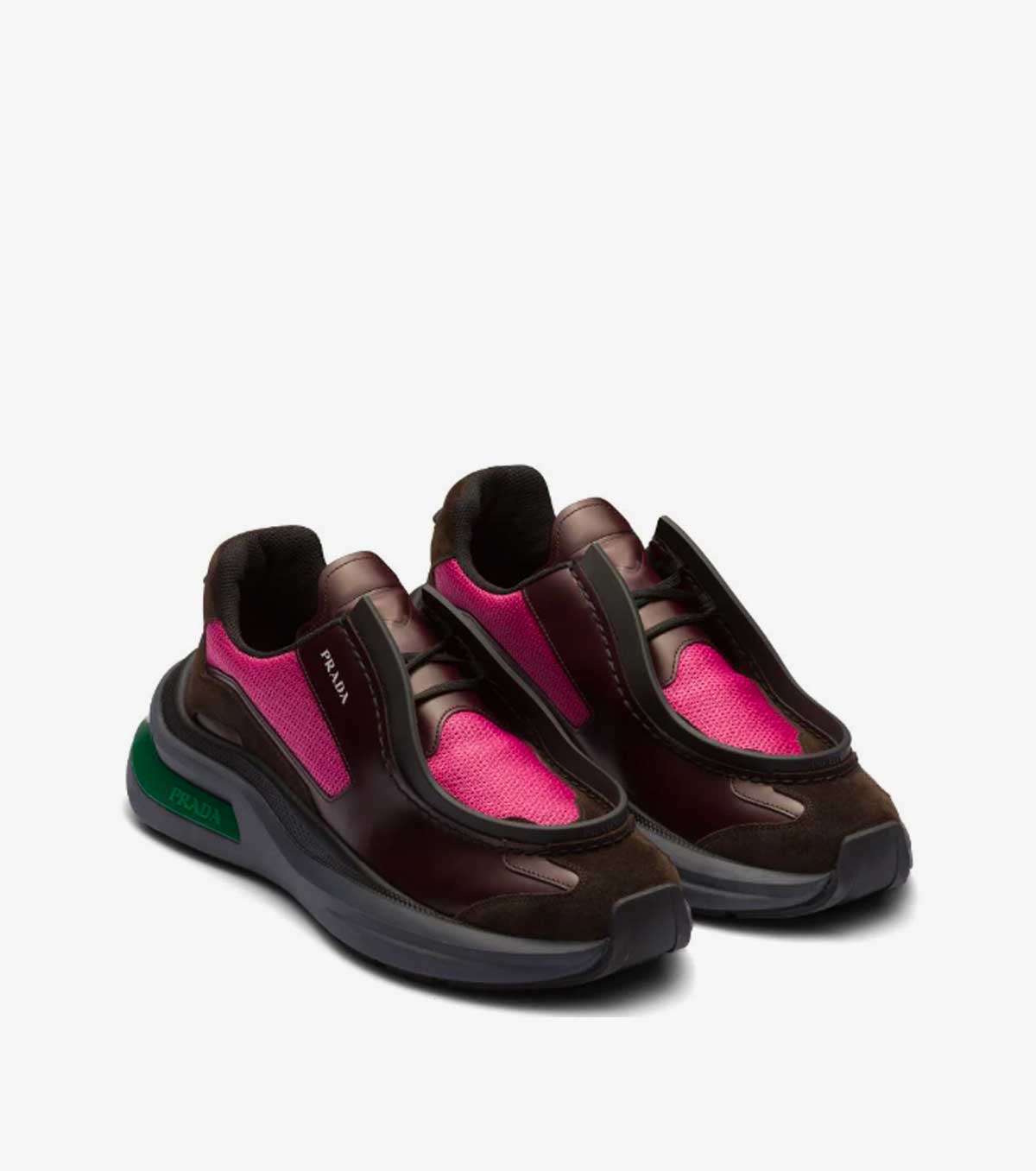 panelled leather chunky sneakers