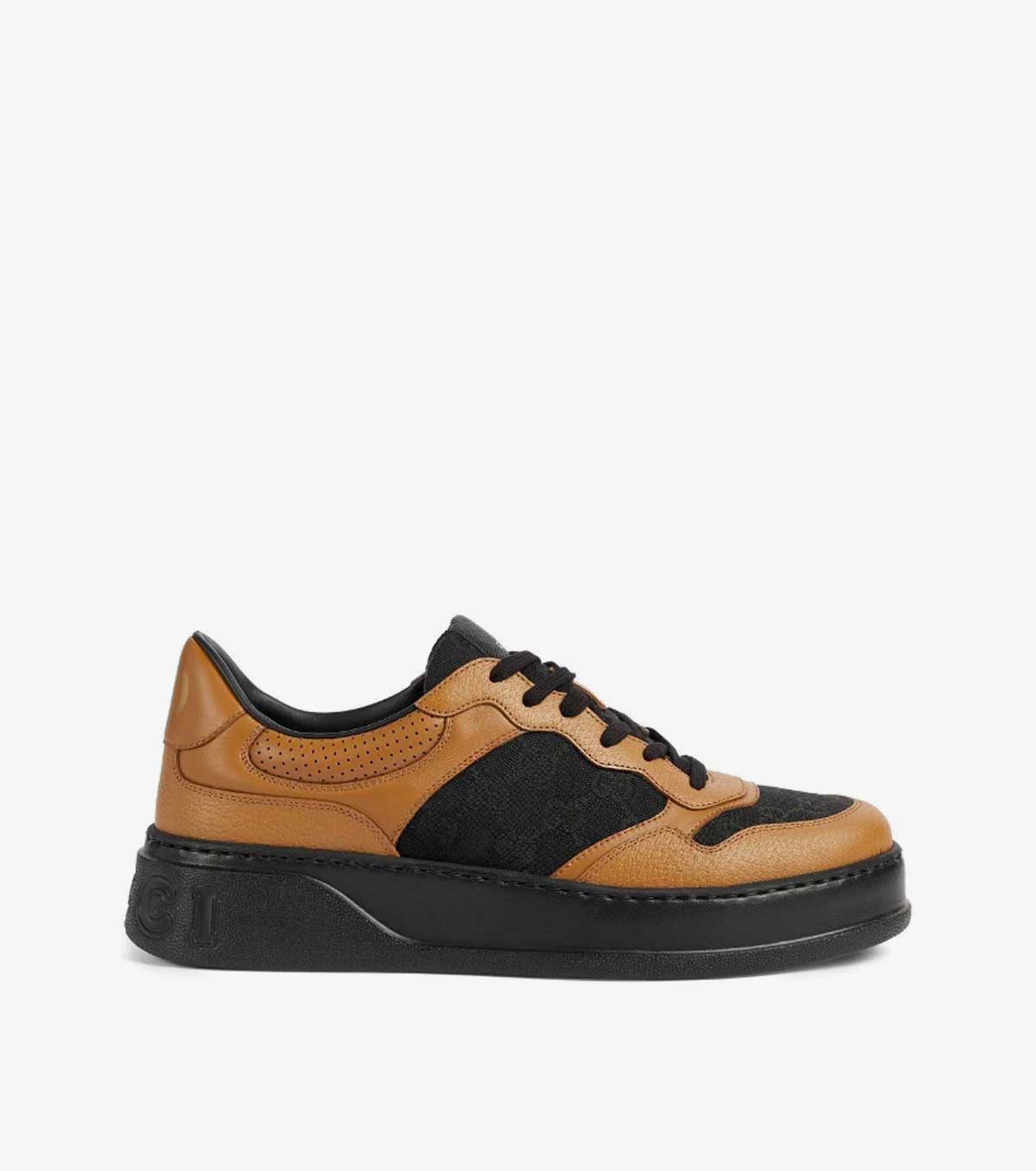 panelled lace-up sneakers